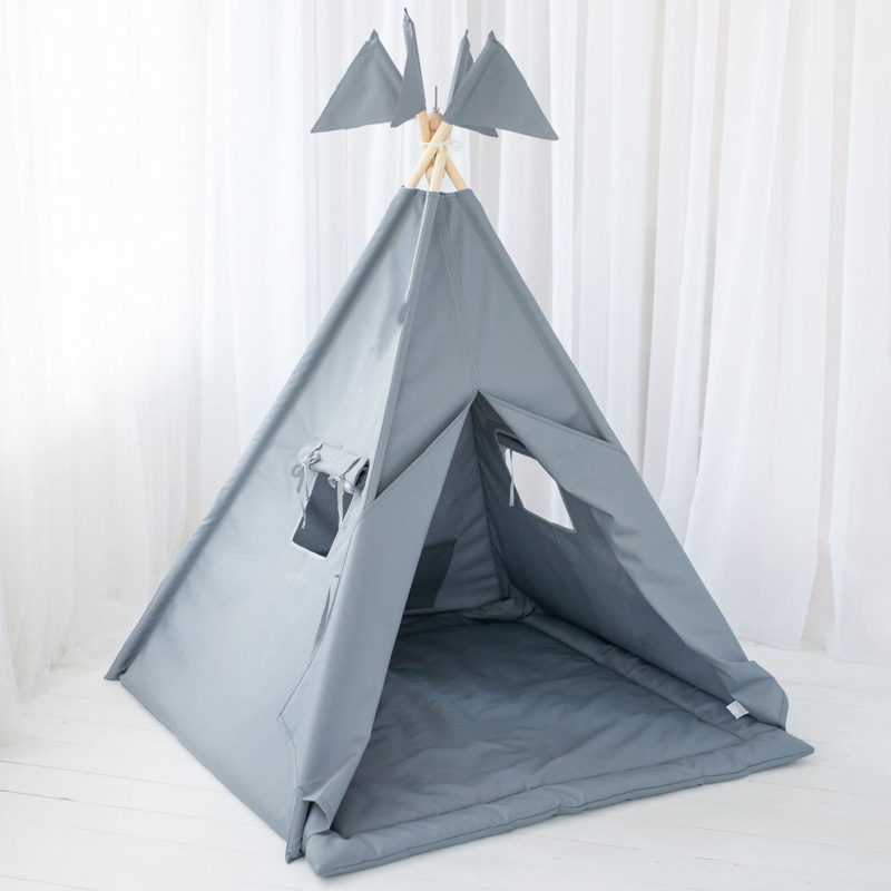 Tente tipi pour enfant en bois naturel et polyester imperméable